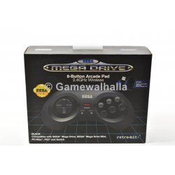 Sega Mega Drive Controller Draadloos 8-Button Arcade Pad 2.4 GHz Wireless Zwart Retro-Bit (Nieuw) - Sega Mega Drive