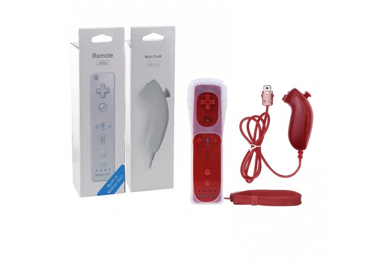 Wii Remote Controller Motion Plus + Nunchuck Rood (nieuw) - Wii Wii Remote Controller Motion Plus + Nunchuck Rood (nieuw) - Wii