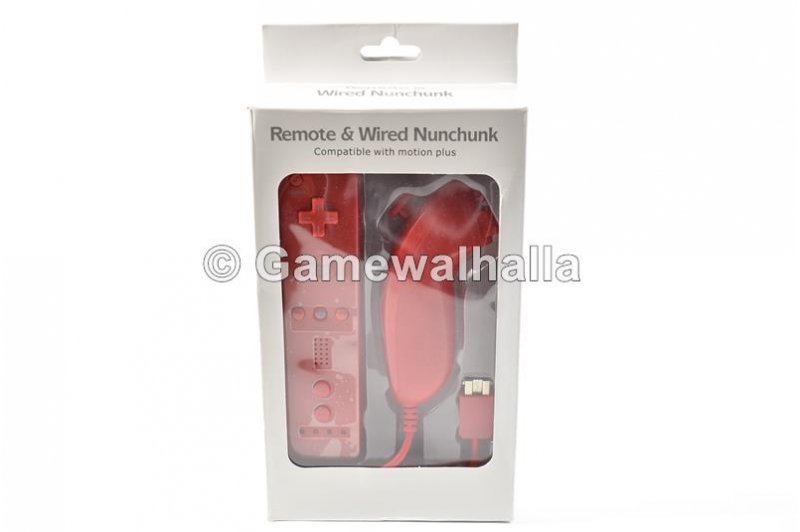 Wii Controller | Remote + Nunchuck Rood (nieuw) - Wii