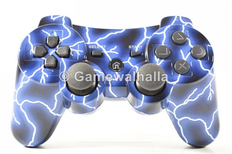 PS3 Controller Draadloos Sixaxis Doubleshock Blue Lightning (nieuw) - PS3