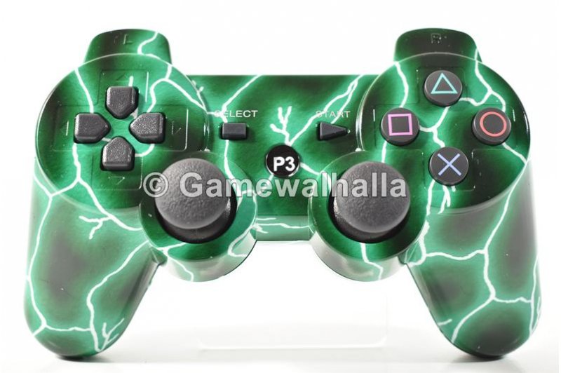 Manette PS3 Sans Fil Sixaxis Doubleshock Green Lightning (neuf) - PS3